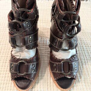 FREEBIRD “Rapture” Heeled Sandals – Brown Leather – Size 10